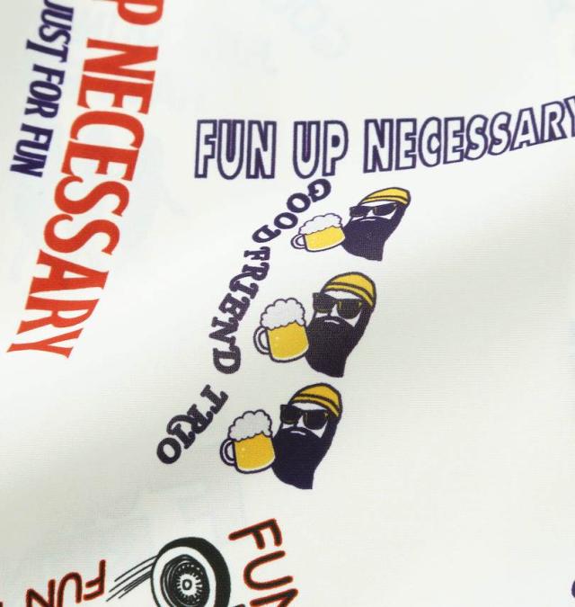 大きいサイズ FUN for modemdesign LIFE OJI柄 半袖 アロハシャツ オフホワイト 3L 4L 5L 6L 8L/1277-5276-1-98