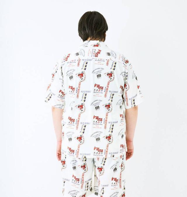 大きいサイズ FUN for modemdesign LIFE OJI柄 半袖 アロハシャツ オフホワイト 3L 4L 5L 6L 8L/1277-5276-1-98