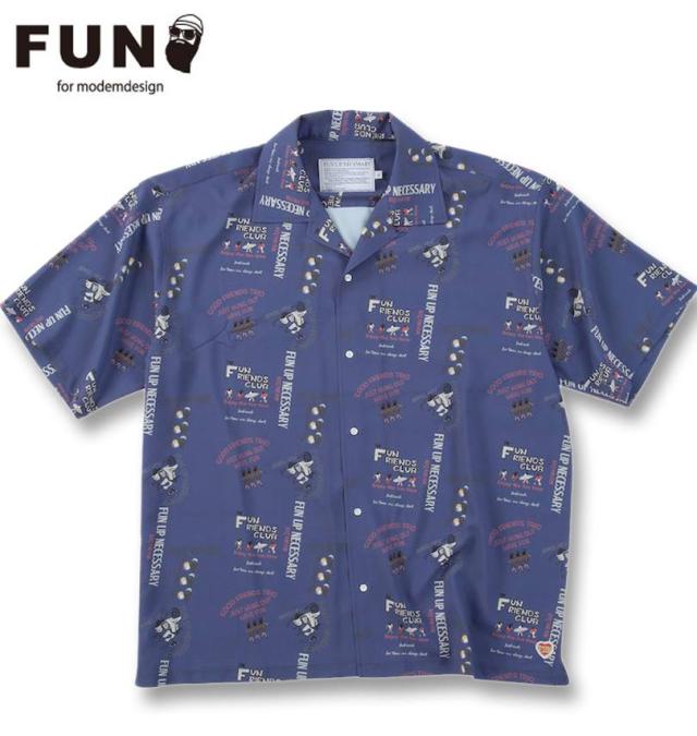 大きいサイズ FUN for modemdesign LIFE OJI柄 半袖 アロハシャツ インクブルー 3L 4L 5L 6L 8L/1277-5276-2-98
