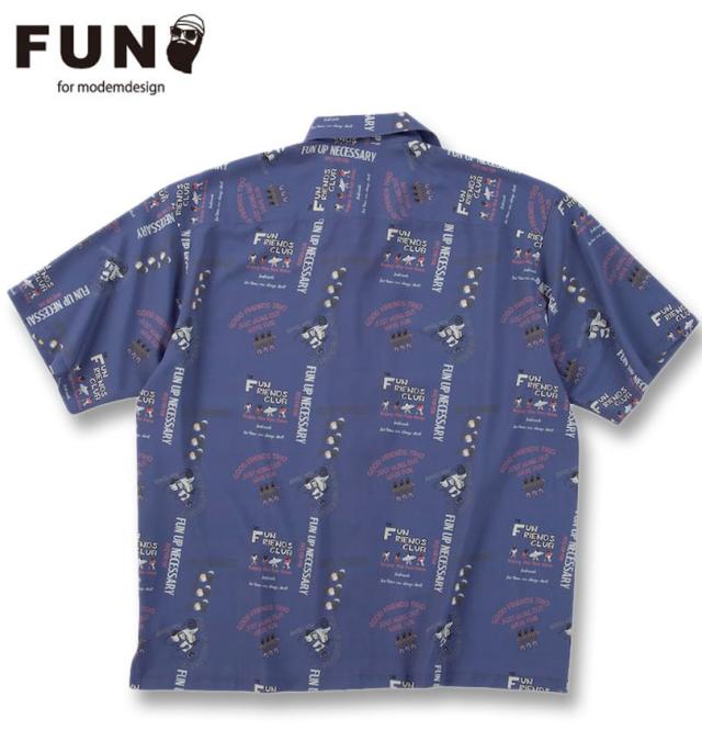 大きいサイズ FUN for modemdesign LIFE OJI柄 半袖 アロハシャツ インクブルー 3L 4L 5L 6L 8L/1277-5276-2-98