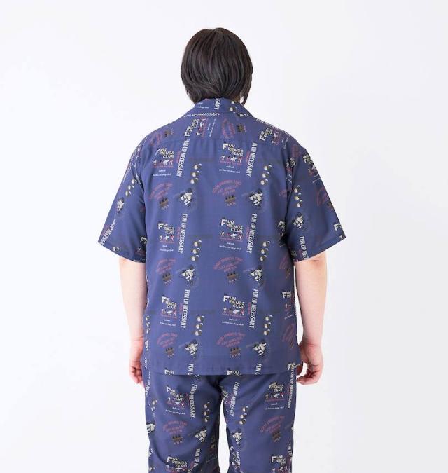 大きいサイズ FUN for modemdesign LIFE OJI柄 半袖 アロハシャツ インクブルー 3L 4L 5L 6L 8L/1277-5276-2-98