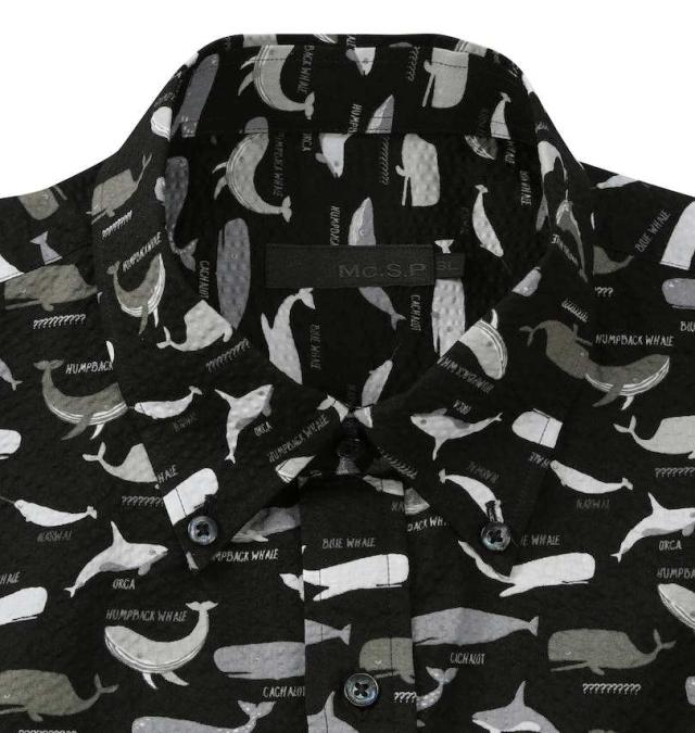 大きいサイズ Mc.S.P リップルクロス B.D 半袖シャツ ブラック 3L 4L 5L 6L/1277-5280-2-98