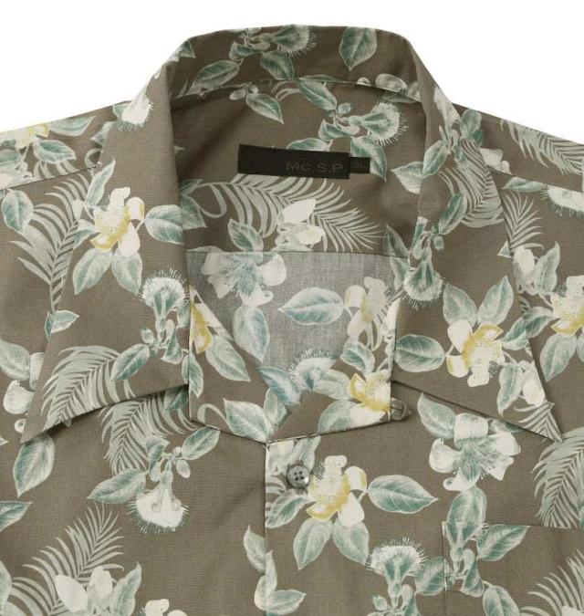 大きいサイズ Mc.S.P アロハ ブロード オープンカラー 半袖シャツ グレー 3L 4L 5L 6L/1277-5281-1-98