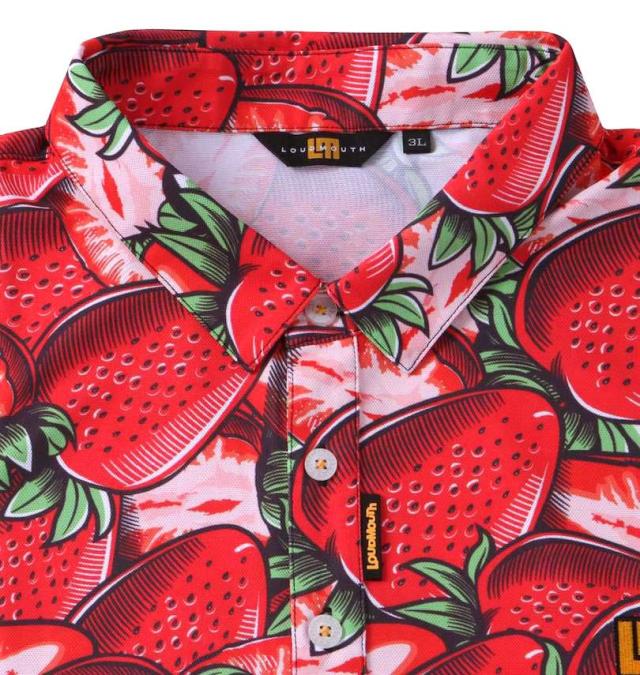 大きいサイズ LOUDMOUTH 鹿の子柄半袖シャツ ヴィンテージストロベリーズ 3L 4L 5L 6L/1278-3255-2-198