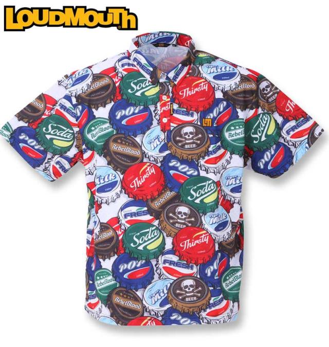 大きいサイズ LOUDMOUTH 鹿の子柄半袖シャツ レトロクラウン 3L 4L 5L 6L/1278-3255-3-198