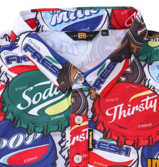 大きいサイズ LOUDMOUTH 鹿の子柄半袖シャツ レトロクラウン 3L 4L 5L 6L/1278-3255-3-198