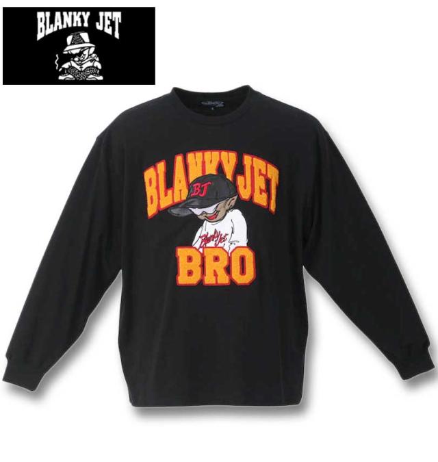 大きいサイズ Blanky Jet 天竺 長袖Tシャツ ブラック 3L 4L 5L 6L/1278-3665-1-98