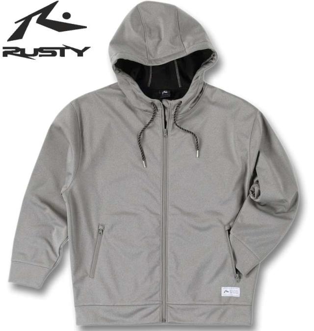 大きいサイズ RUSTY 3層ボンディング フリース スウェット フルジップ パーカー ヘザーグレー 3L 4L 5L 6L 8L/1278-4382-1-98