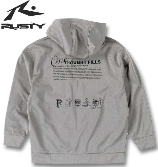 大きいサイズ RUSTY 3層ボンディング フリース スウェット フルジップ パーカー ヘザーグレー 3L 4L 5L 6L 8L/1278-4382-1-98