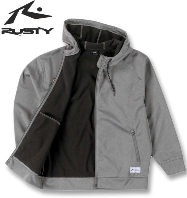 大きいサイズ RUSTY 3層ボンディング フリース スウェット フルジップ
