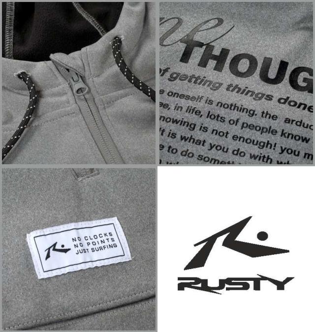 大きいサイズ RUSTY 3層ボンディング フリース スウェット フルジップ パーカー ヘザーグレー 3L 4L 5L 6L 8L/1278-4382-1-98