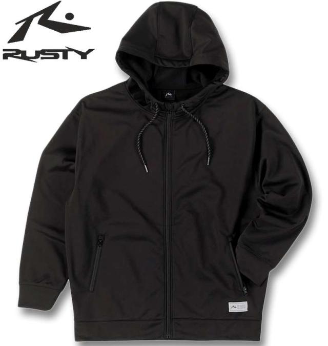 大きいサイズ RUSTY 3層ボンディング フリース スウェット フルジップ パーカー ブラック 3L 4L 5L 6L 8L/1278-4382-2-98