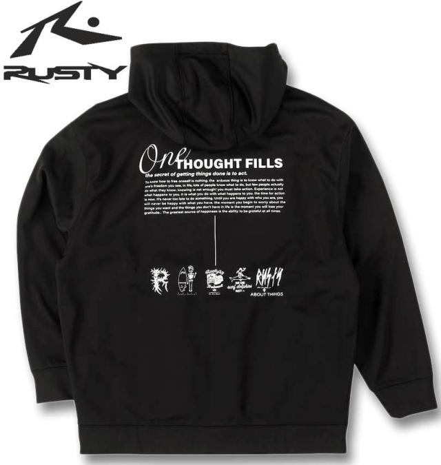 大きいサイズ RUSTY 3層ボンディング フリース スウェット フルジップ パーカー ブラック 3L 4L 5L 6L 8L/1278-4382-2-98