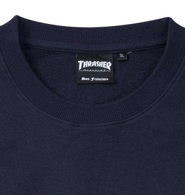 大きいサイズ THRASHER MAG LOGO クルートレーナー ネイビー 3L 4L 5L 6L 8L/1278-4666-1-98
