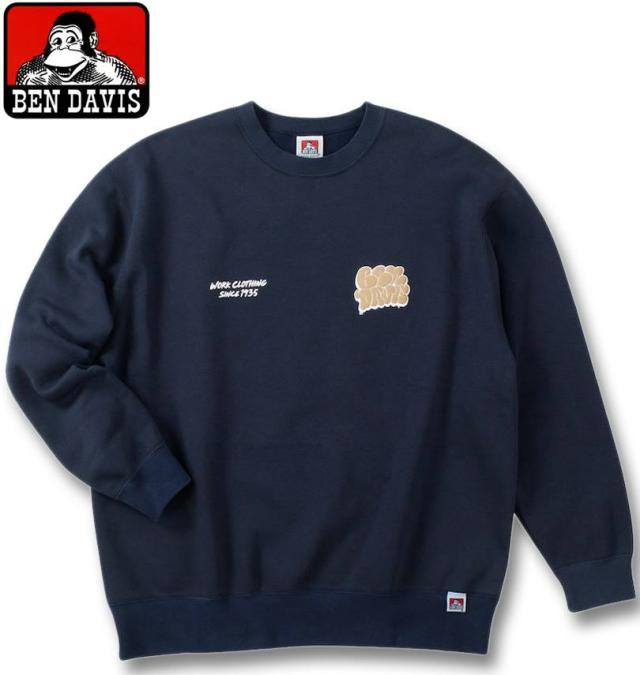 大きいサイズ BEN DAVIS ウォールアート クルーネック スウェット ネイビー 3L 4L 5L 6L/1278-4683-1-98