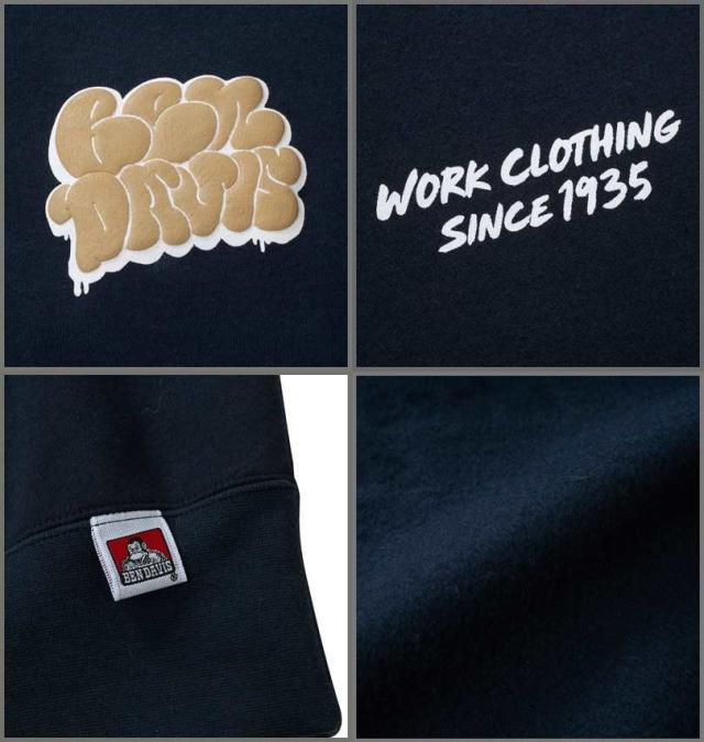 大きいサイズ BEN DAVIS ウォールアート クルーネック スウェット ネイビー 3L 4L 5L 6L/1278-4683-1-98