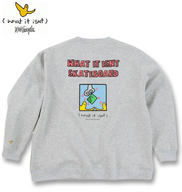 大きいサイズ (What it isNt) CVC 裏起毛 クルーネック トレーナー モクグレー 3L 4L 5L 6L 8L/1278-4696-1-98