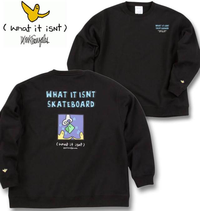 大きいサイズ (What it isNt) CVC 裏起毛 クルーネック トレーナー ブラック 3L 4L 5L 6L 8L/1278-4696-2-98