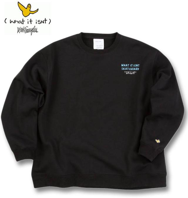 大きいサイズ (What it isNt) CVC 裏起毛 クルーネック トレーナー ブラック 3L 4L 5L 6L 8L/1278-4696-2-98