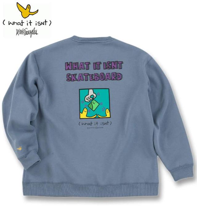 大きいサイズ (What it isNt) CVC 裏起毛 クルーネック トレーナー ストレートネイビー 3L 4L 5L 6L 8L/1278-4696-3-98