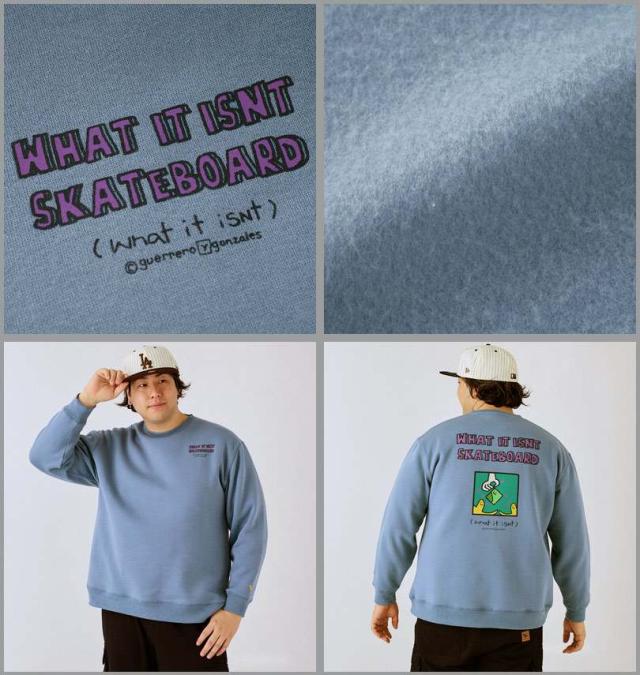 大きいサイズ (What it isNt) CVC 裏起毛 クルーネック トレーナー ストレートネイビー 3L 4L 5L 6L 8L/1278-4696-3-98