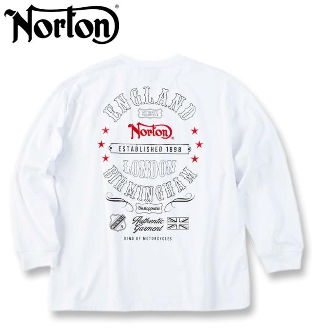大きいサイズ Norton ノートン 天竺 長袖 Tシャツ ホワイト 3L 4L 5L 6L 8L/1278-5325-1-98