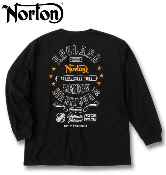 大きいサイズ Norton ノートン 天竺 長袖 Tシャツ ブラック 3L 4L 5L 6L 8L/1278-5325-2-98