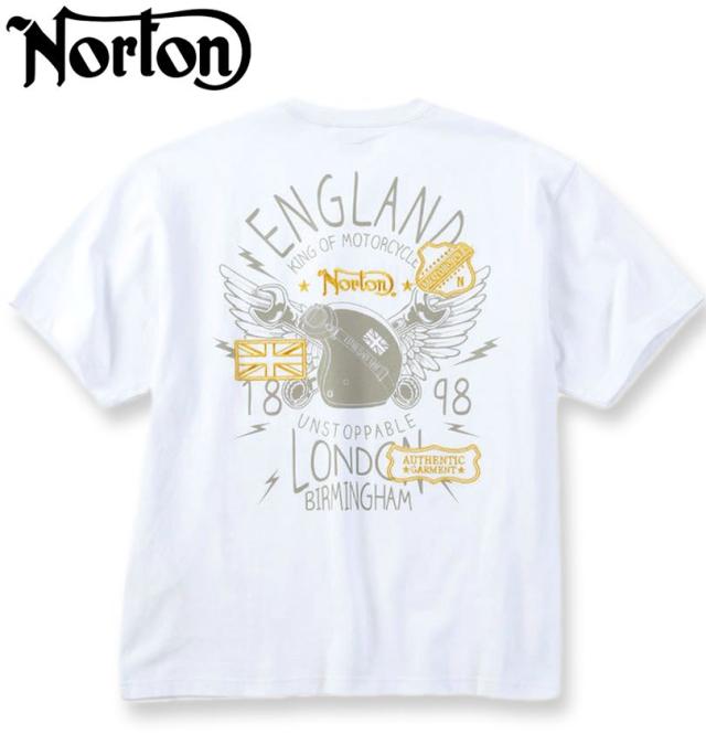 大きいサイズ Norton ノートン 天竺 半袖 Tシャツ ホワイト×ゴールド 3L 4L 5L 6L 8L/1278-5503-1-98
