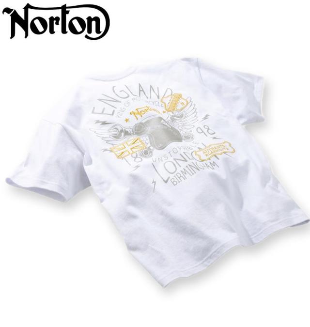 大きいサイズ Norton ノートン 天竺 半袖 Tシャツ ホワイト×ゴールド 3L 4L 5L 6L 8L/1278-5503-1-98