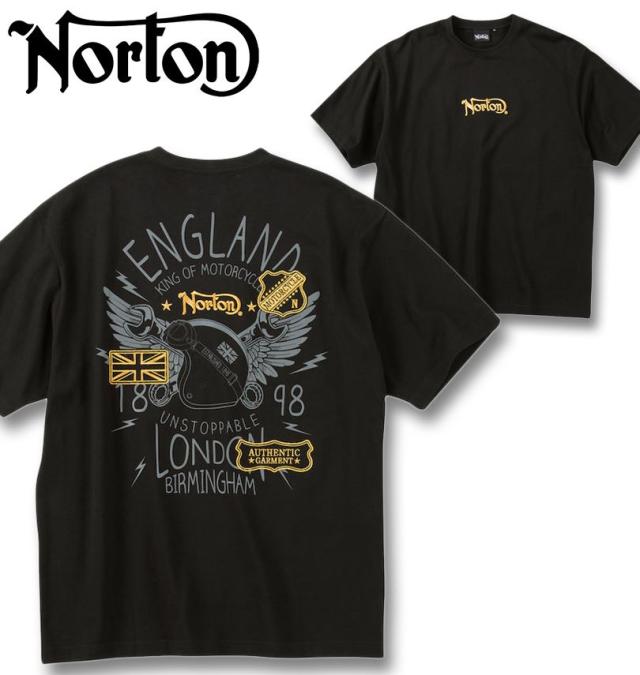 大きいサイズ Norton ノートン 天竺 半袖 Tシャツ ブラック×ゴールド 3L 4L 5L 6L 8L/1278-5503-2-98