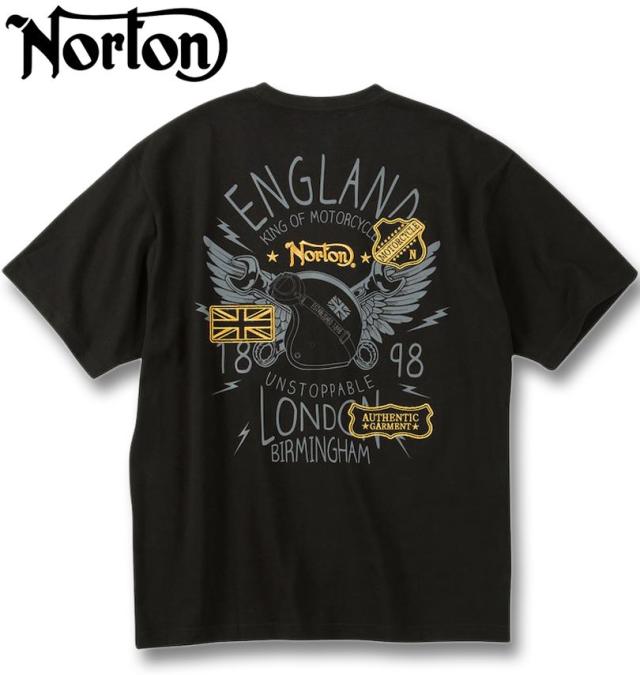 大きいサイズ Norton ノートン 天竺 半袖 Tシャツ ブラック×ゴールド 3L 4L 5L 6L 8L/1278-5503-2-98