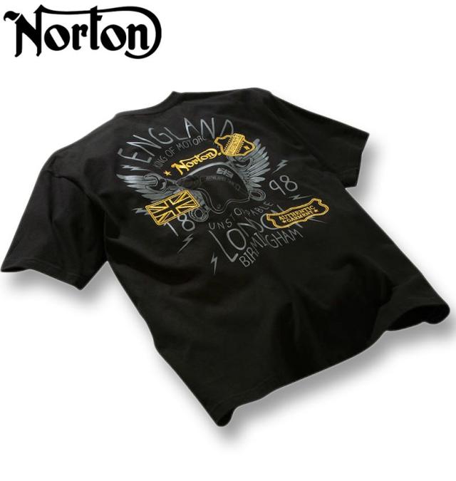 大きいサイズ Norton ノートン 天竺 半袖 Tシャツ ブラック×ゴールド 3L 4L 5L 6L 8L/1278-5503-2-98