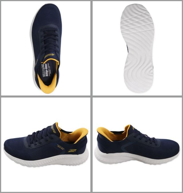 大きいサイズ SKECHERS スニーカー SLIP-INS BOBS SPORT SQUAD CHAOS ネイビー 30cm 31cm 32cm/1240-5362-2-99