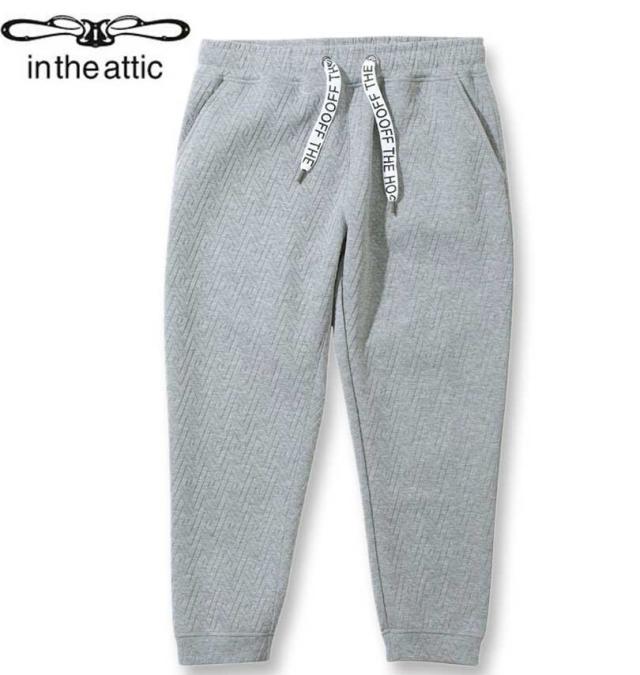 大きいサイズ in the attic 幾何学型押し ダイバーボンディング ジョガーパンツ モクグレー 3L 4L 5L 6L/1254-4330-1-99
