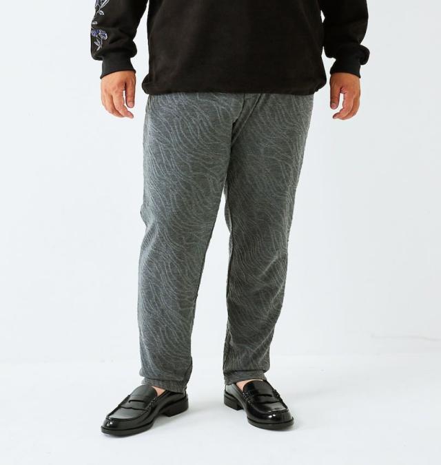 大きいサイズ in the attic バイアス 膨れジャガード イージーパンツ チャコール 3L 4L 5L 6L/1254-5321-1-99