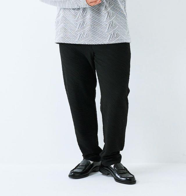 大きいサイズ in the attic バイアス 膨れジャガード イージーパンツ ブラック 3L 4L 5L 6L/1254-5321-2-99