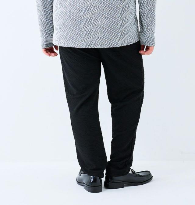 大きいサイズ in the attic バイアス 膨れジャガード イージーパンツ ブラック 3L 4L 5L 6L/1254-5321-2-99