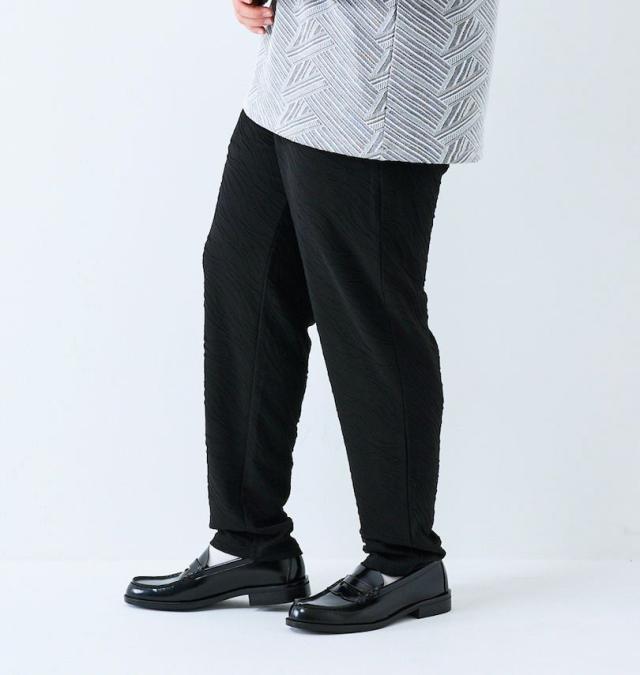 大きいサイズ in the attic バイアス 膨れジャガード イージーパンツ ブラック 3L 4L 5L 6L/1254-5321-2-99