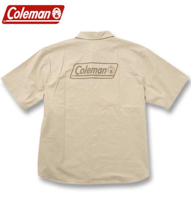 大きいサイズ Coleman ストレッチナイロン リップストップ バイカラー 半袖シャツ ベージュ 3L 4L 5L 6L 7L 8L/1277-4270-1-99