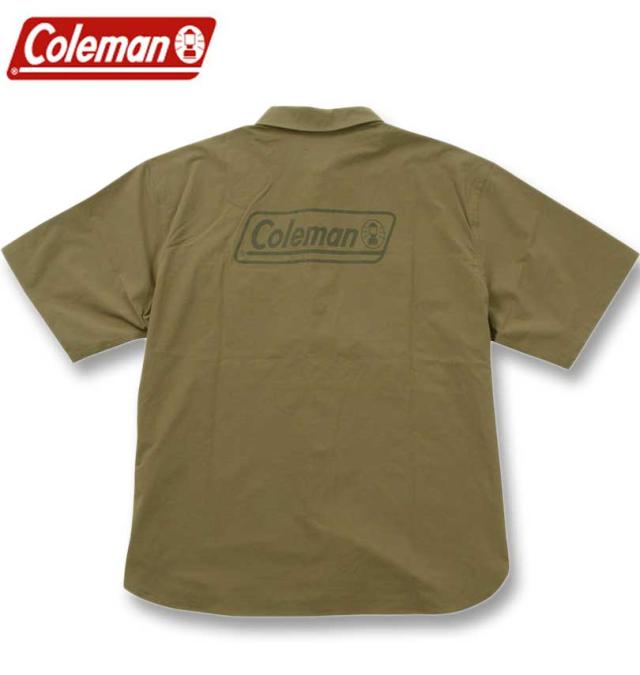 大きいサイズ Coleman ストレッチナイロン リップストップ バイカラー 半袖シャツ カーキ 3L 4L 5L 6L 7L 8L/1277-4270-2-99