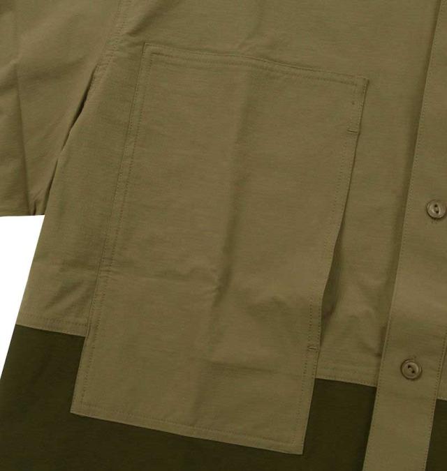 大きいサイズ Coleman ストレッチナイロン リップストップ バイカラー 半袖シャツ カーキ 3L 4L 5L 6L 7L 8L/1277-4270-2-99