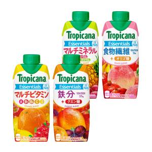 キリン トロピカーナ エッセンシャルズ 330ml×36本[12本×3箱] 選り取り　[マルチビタミン マルチミネラル 鉄分 食物繊維]【3〜4営業日以内に出荷】［送料無料］ フルーツミックス フルーツジュース 果物の通販は