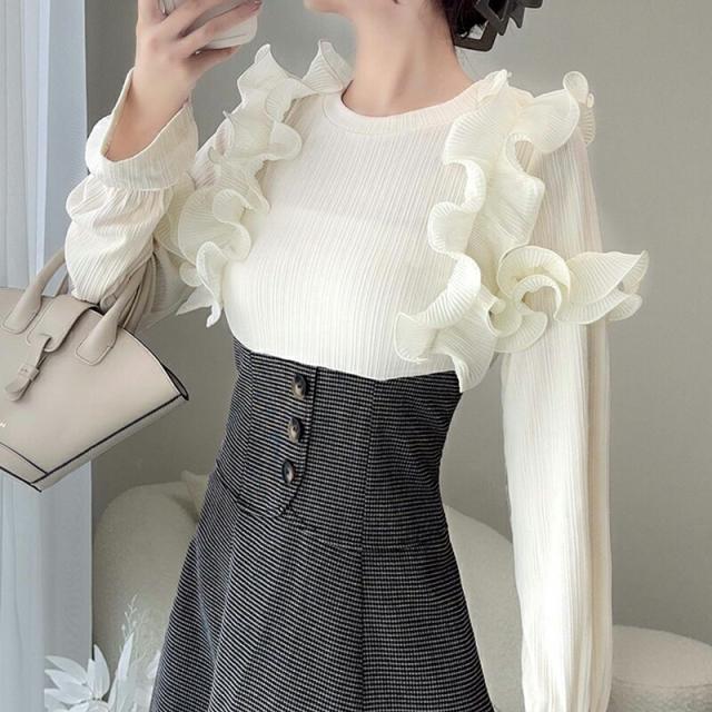 クラシカルエルフ冬新作 mily bilet ワンピース レディース プリーツ フリル 使い リブ カットソー ドッキング コルセット ワンピ スタイルアップ 高見え ロング丈 ロングシーズン 大きいサイズ  2024aw  mi1139053の通販はロング・マキシ丈