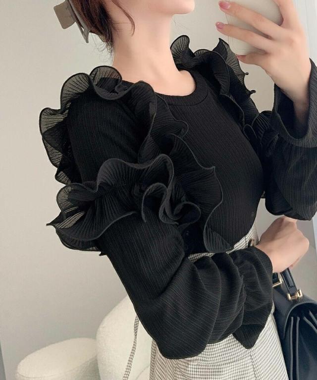 クラシカルエルフ冬新作 mily bilet ワンピース レディース プリーツ フリル 使い リブ カットソー ドッキング コルセット ワンピ スタイルアップ 高見え ロング丈 ロングシーズン 大きいサイズ  2024aw  mi1139053の通販は