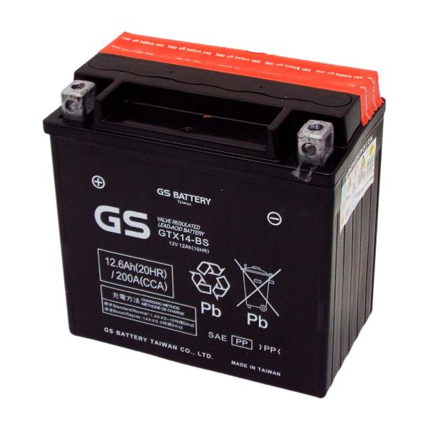 中華民国GS GTX14-BS 自動二輪車蓄電池 申し受ける済【取り替えっこ YTX14-BS FTX14-BS DTX14-BS】即当てはめる能力のある