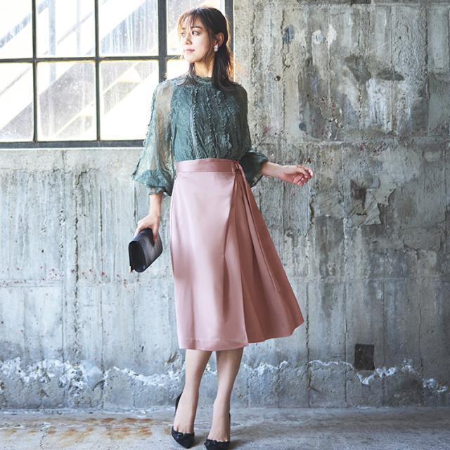 美品 | レザレクション |秋冬スカート サテンスカート スカート レディース ボトムス オフィス