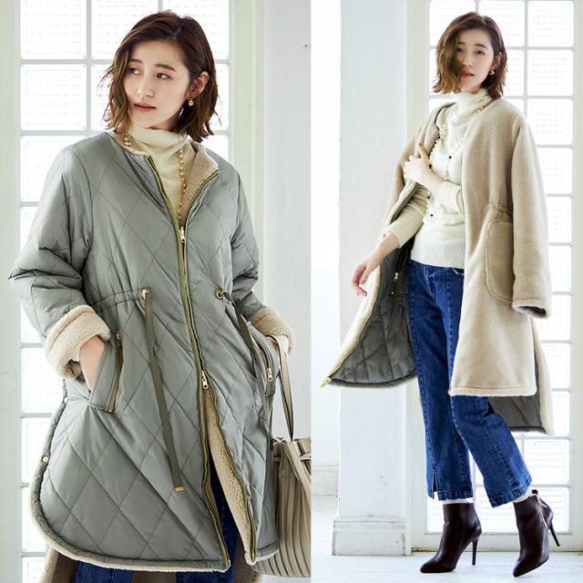 リバーシブルコート ボアコートレディース アウター 大きいサイズ 50代 40代 30代 ミセス 秋冬 結婚式 通勤 スーツ ノーカラーコート フの通販はau Pay マーケット Ruirue Boutique