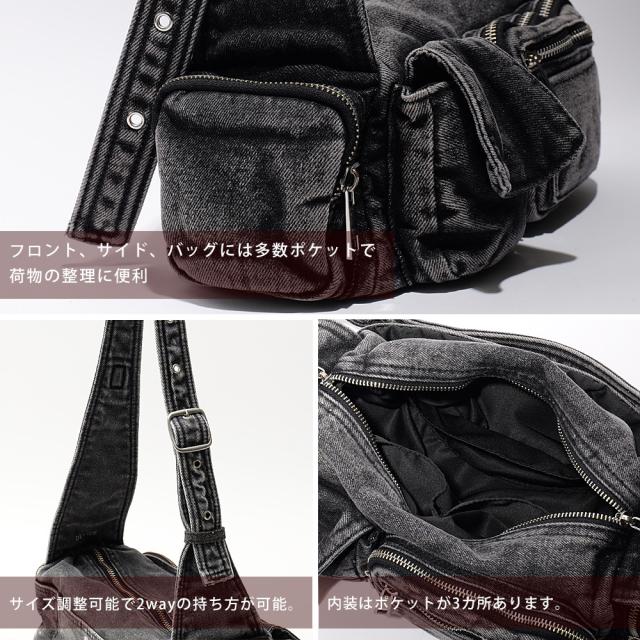 DEVICE ショルダーバッグ ボディバッグ ハンドバッグ デニム レディース メンズ ユニセックス ウォッシュ加工 軽量_14