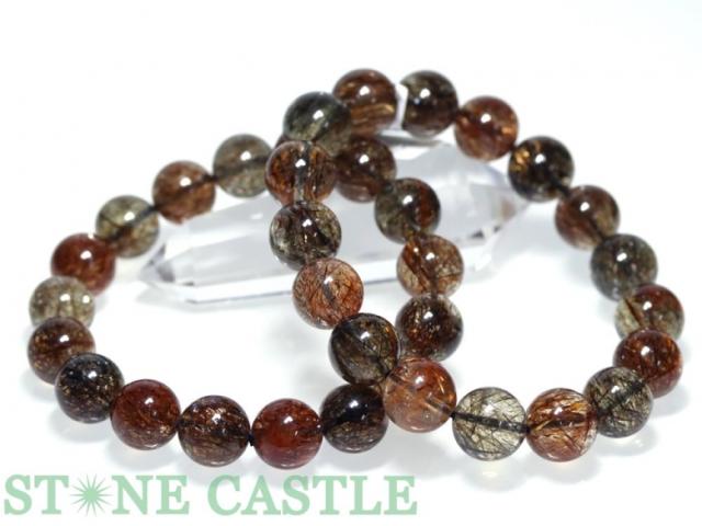 ☆高品質☆【天然石 ブレスレット】ブラックタイチンスーパーセブン (5A) (約13.5〜14mm) (ケース付)