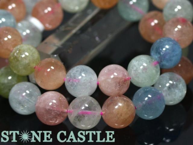 ☆高品質☆【天然石 ブレスレット】マルチベリル (3A) (約14〜14.5mm) パワーストーン_1